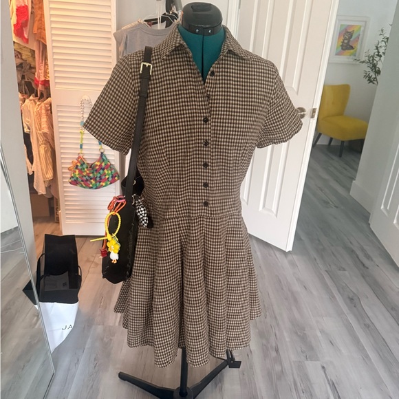 RIHOAS Black and Brown Checkered Mini Dress - Picture 2 of 4